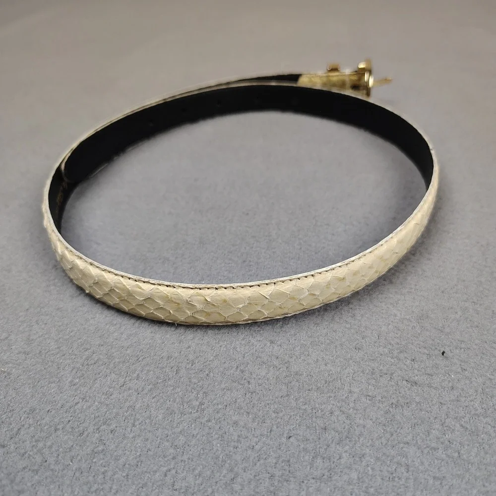 Vintage Robinsons Genuine Snake Skin Belt Women Small Gold Buckle Exotic Slim